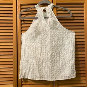 white high neck tank